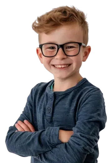 Optometrist greeting a young child before a pediatric eye exam
