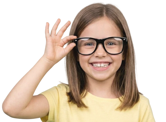 Adult holding eyeglasses frames while reviewing lens options at Modern Optical NY